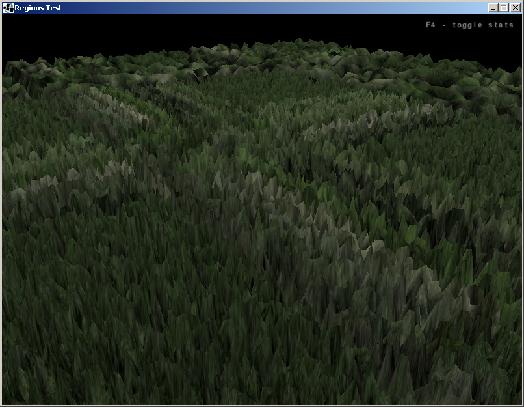 

screenshot of dynamically loaded terrain patches with detailed patches in the near and coarse patches in the distance