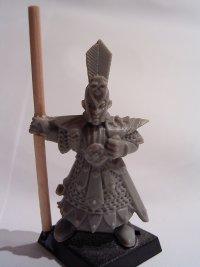 Model with wood sticks as shafts around fist